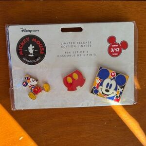Disney Mickey Mouse Memories Pin Set - Red, Yellow, Blue